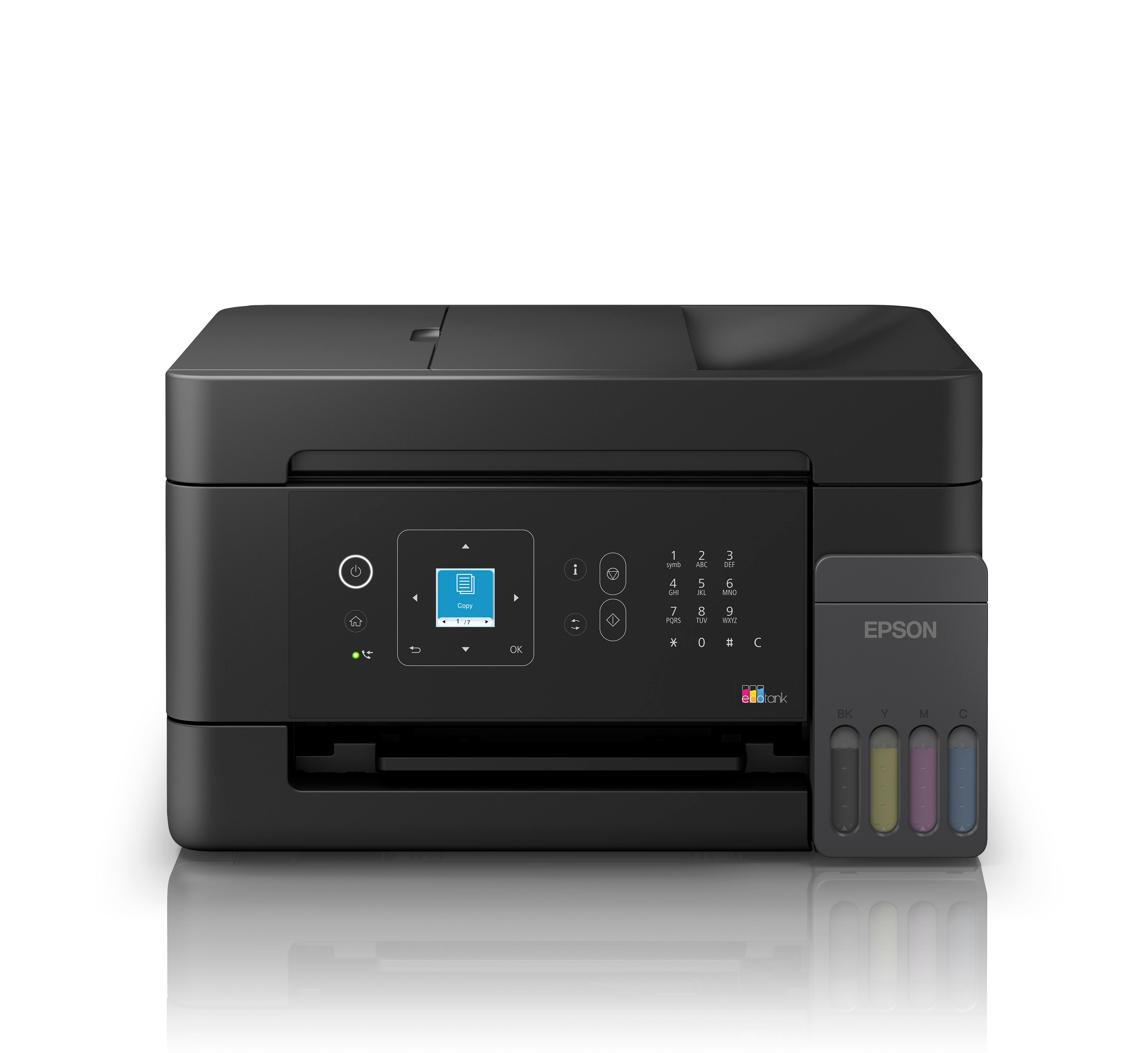 Epson EcoTank ET-4905, Schwarz Multifunktionsdrucker (Tintenstrahldrucker, 4-in-1, Drucker, Fax, Scanner, Kopierer, WLAN, USB, AirPrint, Duplex, A4)