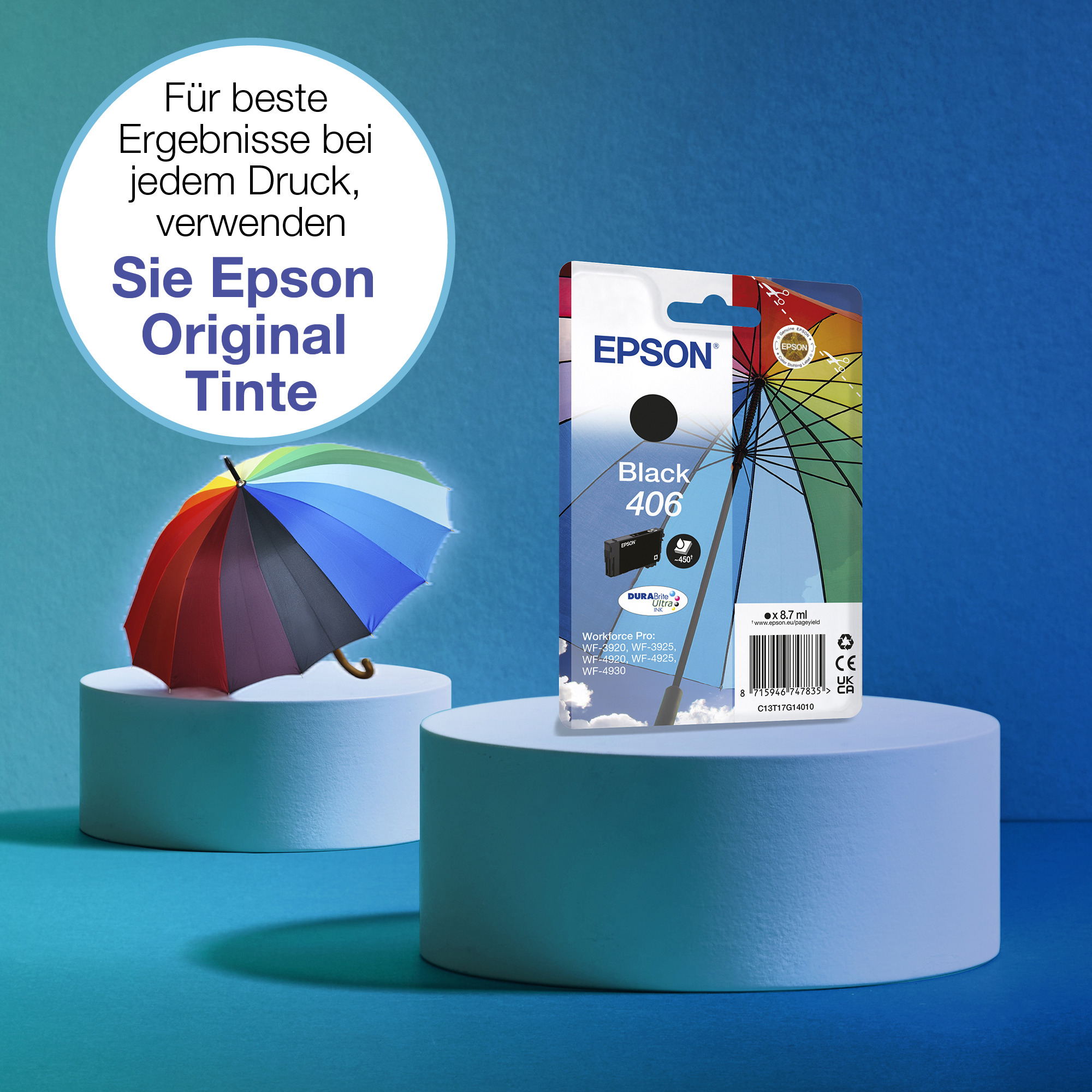 Epson 406 - 8.7 ml - Schwarz - original - Blisterverpackung - Tintenpatrone (C13T17G14010)