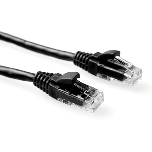 ACT Black 20 meter U/UTP CAT6 patch cable snagless with RJ45 connectors. Cat6 u/utp snagless bk 20.00m (IS8920)