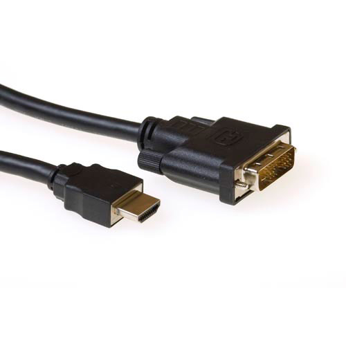 ACT Conversion cable HDMI A male to DVI-D male 1.00 m. Length: 1 m Hdmi a - dvi d sl m/m 1.00m (AK3739)