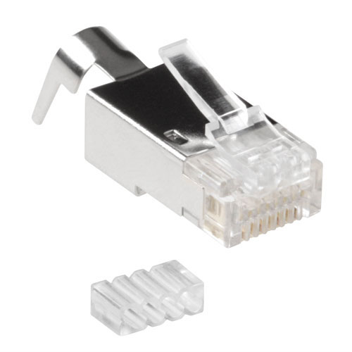 ACT RJ45 (8P/8C) CAT6A shielded modulaire connector for round cable with solid or standed conductors. Suitable for: Litze OD AWG23 /1.5 mm Rj45 plug c6a ftp od1.5 mm (FA2001)