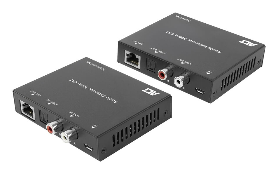ACT AC7710 Audio-Extender-Set über CAT5e/6 mit DAC bis 300 m Schwarz
