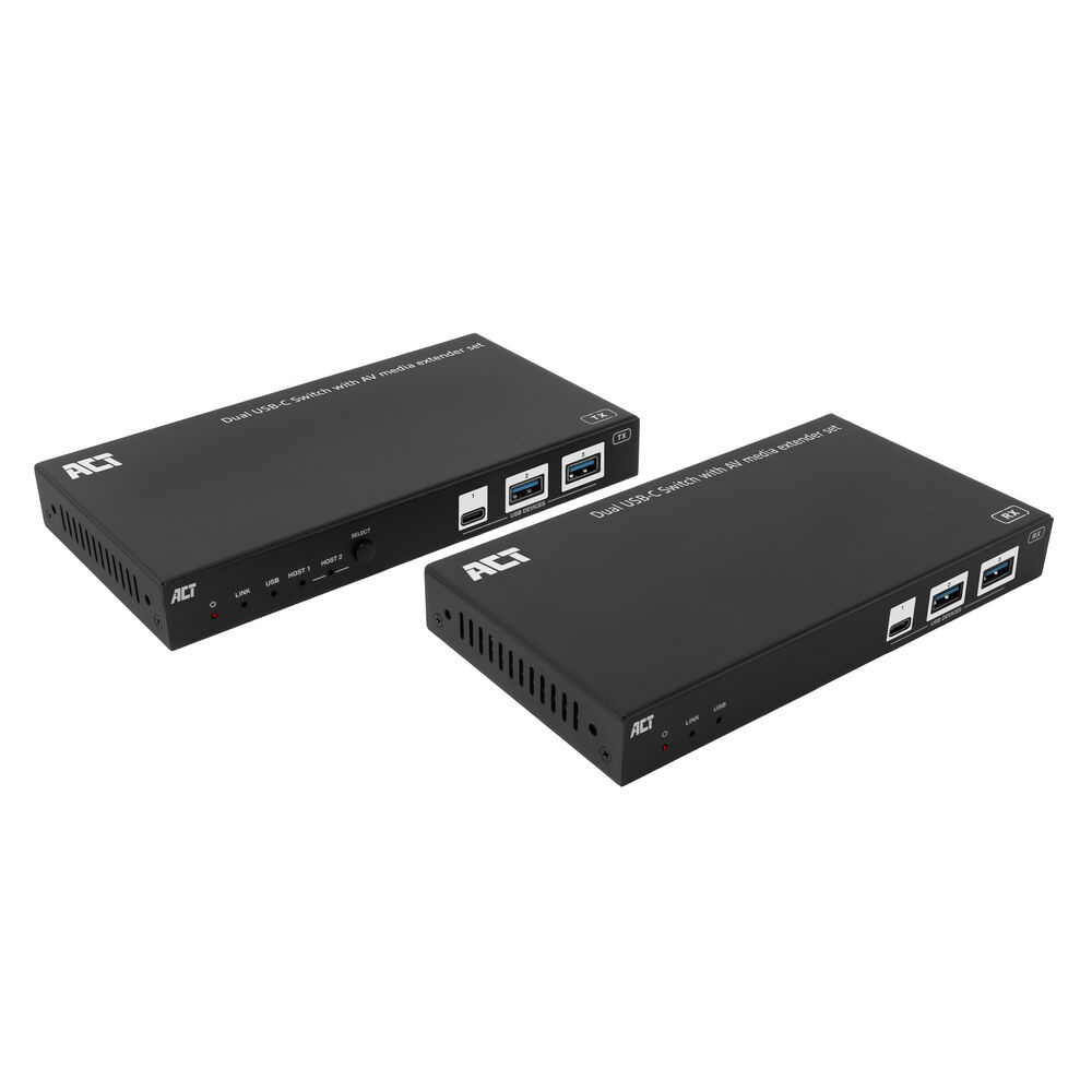 ACT AV media extender set with dual USB-C switch, CAT6A, 100 meters (AC7110)
