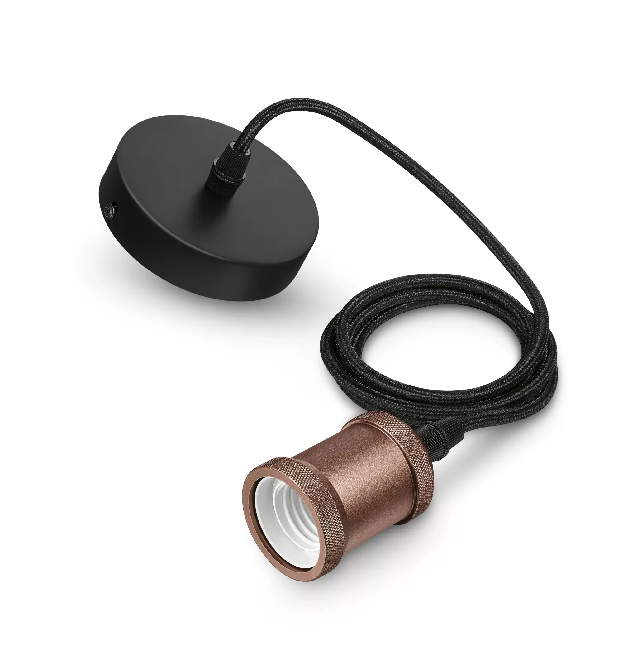 Signify Philips Vintage Schnurpendel E27 Fass. Rosegold/Baldachin Schw