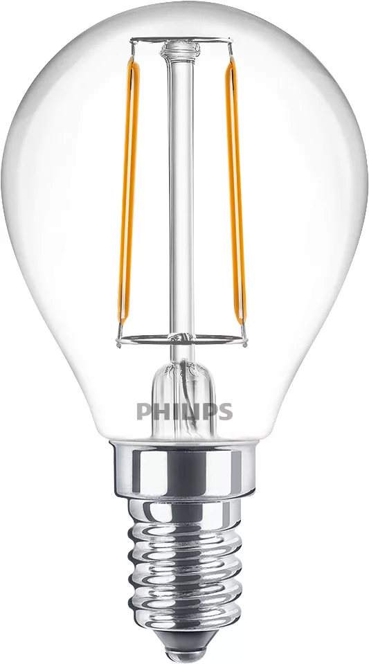 PHILIPS LED-Lampe LED classic 25W P45 E14, warmweiß, 2 W, klar