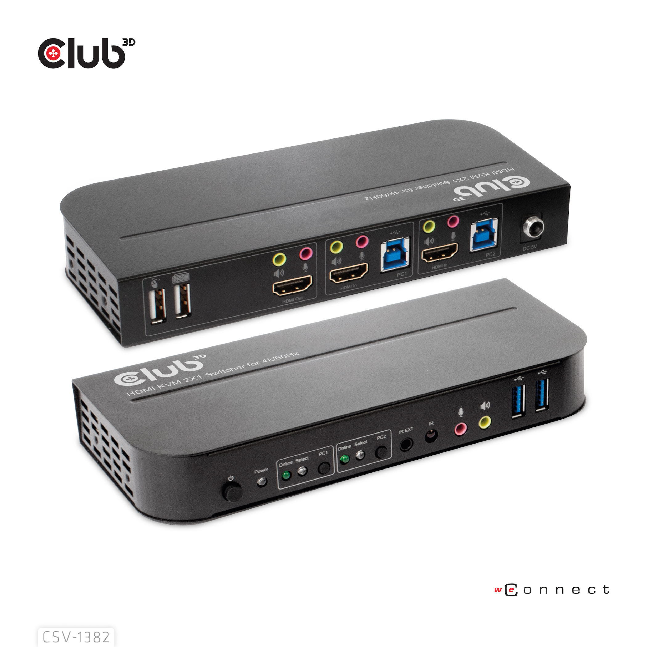 Club 3D CSV-1382 - KVM-/Audio-Switch - 2 x KVM/Audio - 1 lokaler Benutzer - Desktop - AC