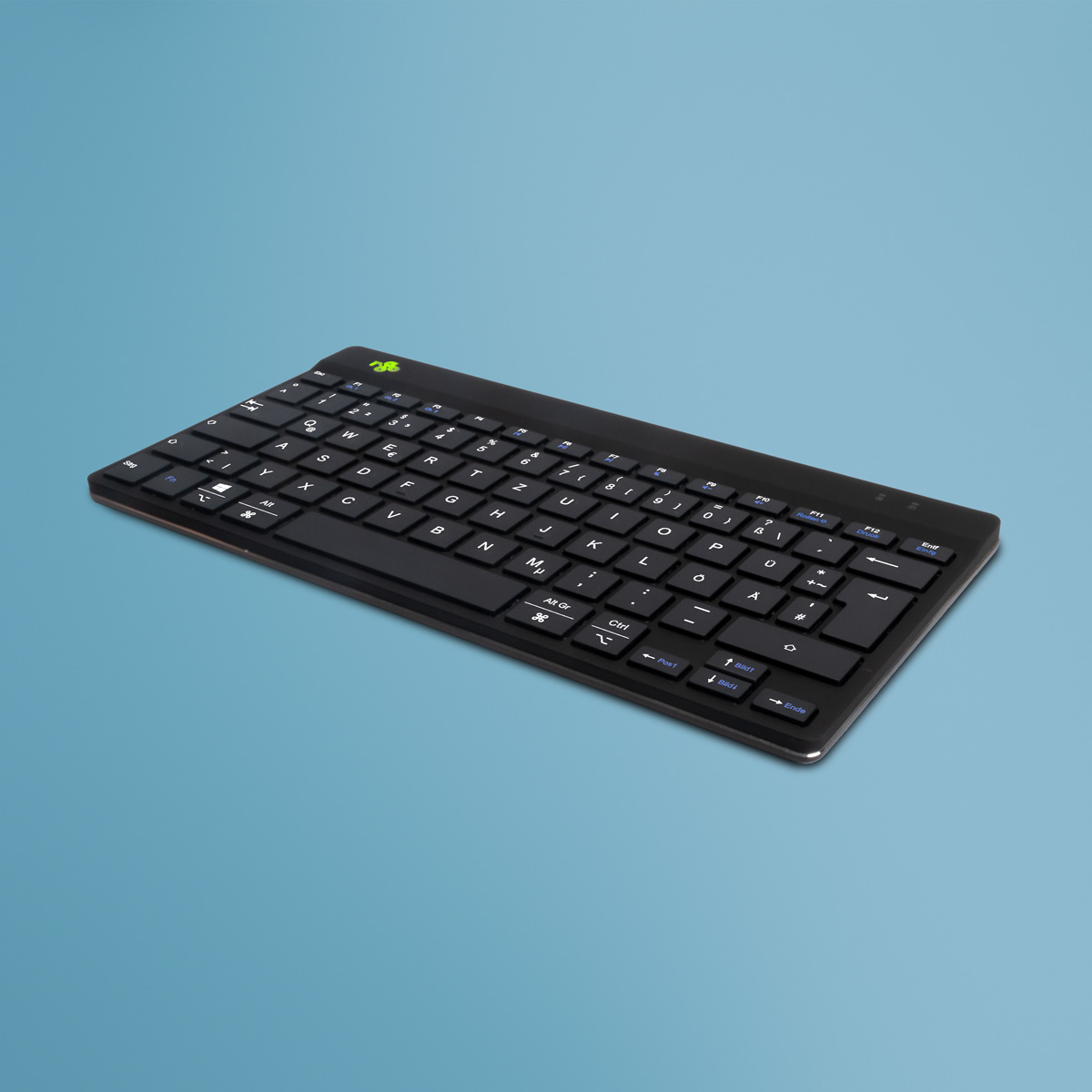 Tastatur R-Go Compact Break, kabellos, QWERTZ, LED-Pausenanzeige, Bluetooth/USB, schwarz