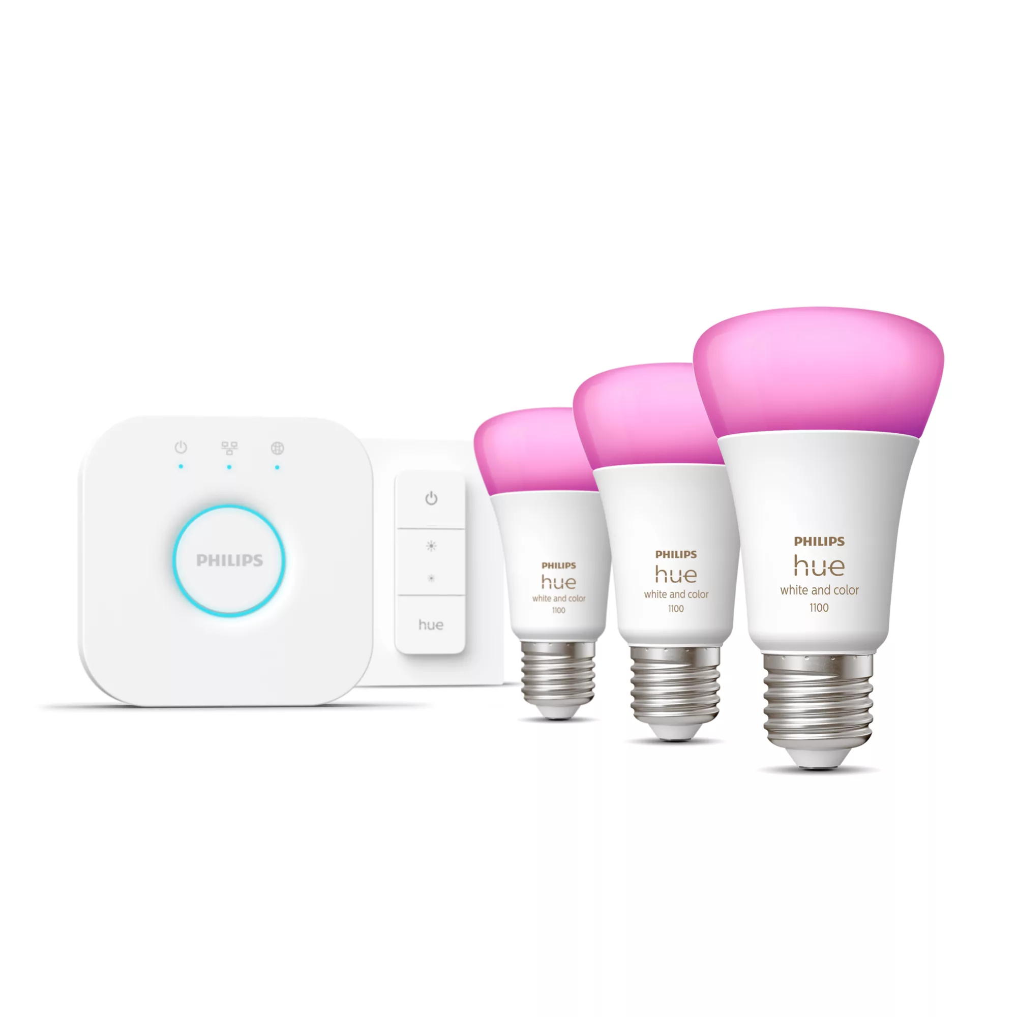 Hue White & Col. Amb. E27 3er Set LED-Leuchtmittel inkl. DimmerSwitch