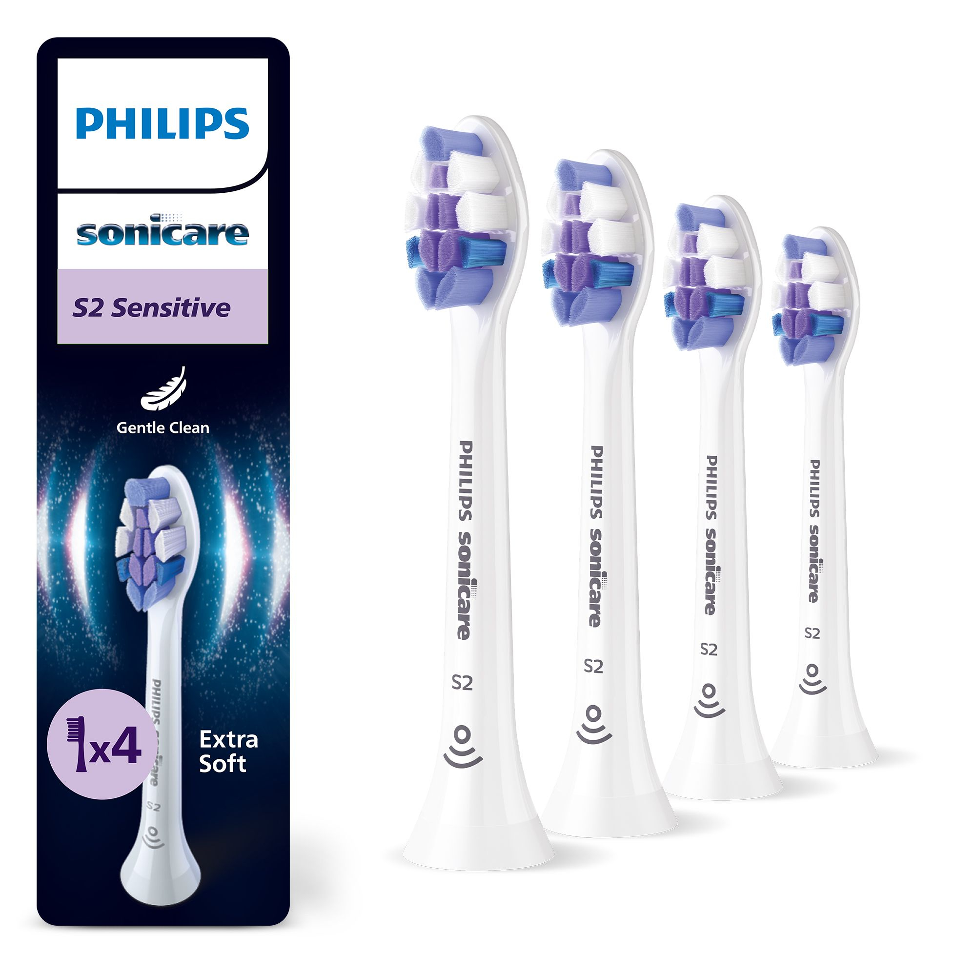 Philips Aufsteckbürste für Zahnbürsten, Sensitive, 4 Stück (HX6054/87)