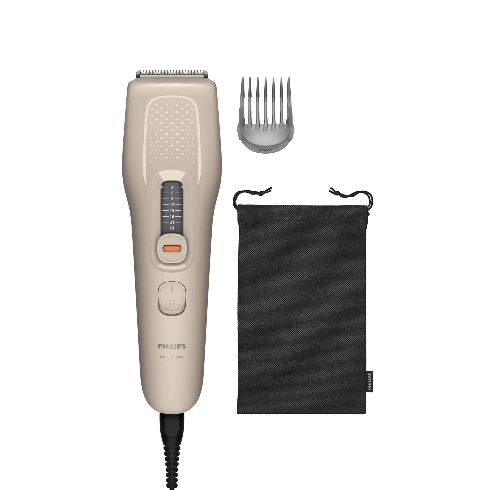 Philips HC3734/15 Serie 3000 Haarschneider (Netzbetrieb, 9 einstellbare Längen, 41 mm Schnittbreite, DualCut Technologie Doppelklingensystem, Trim-and-Flow-Kammaufsatz, selbstschärfende Klingen, Aufbewahrungsbeutel, Reinigungsbürste)