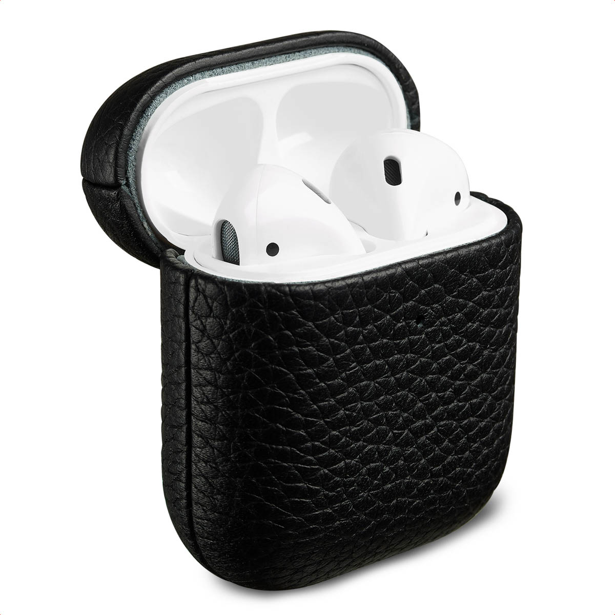 Accezz Echtleder Case für das  Apple Airpods 1 / 2 - Schwarz