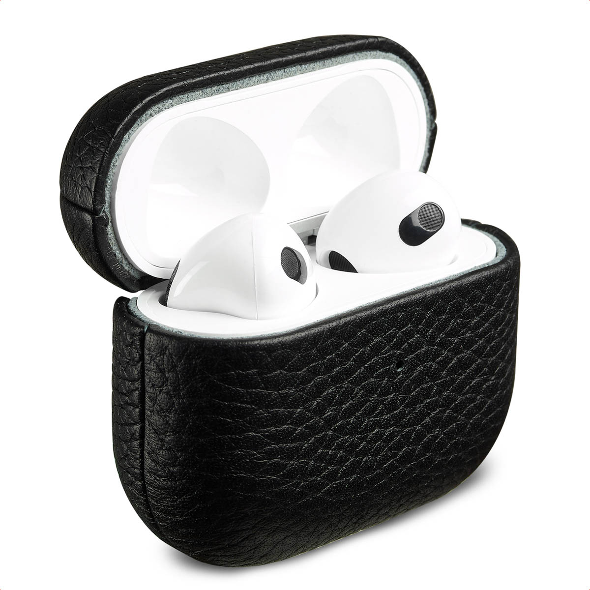 Accezz Echtleder Case für das  Apple Airpods 3 - Schwarz