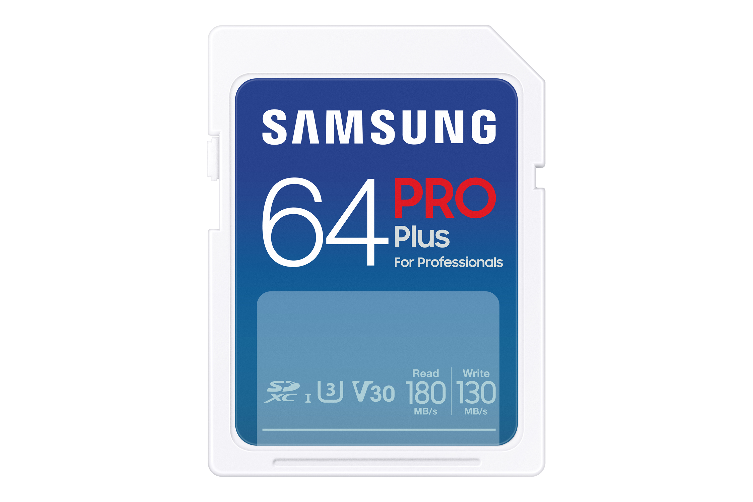 Samsung PRO Plus MB-SD64S - Flash-Speicherkarte - 64GB - Video Class V30 / UHS-I U3 / Class10 - SDXC UHS-I - weiß (MB-SD64S/EU)