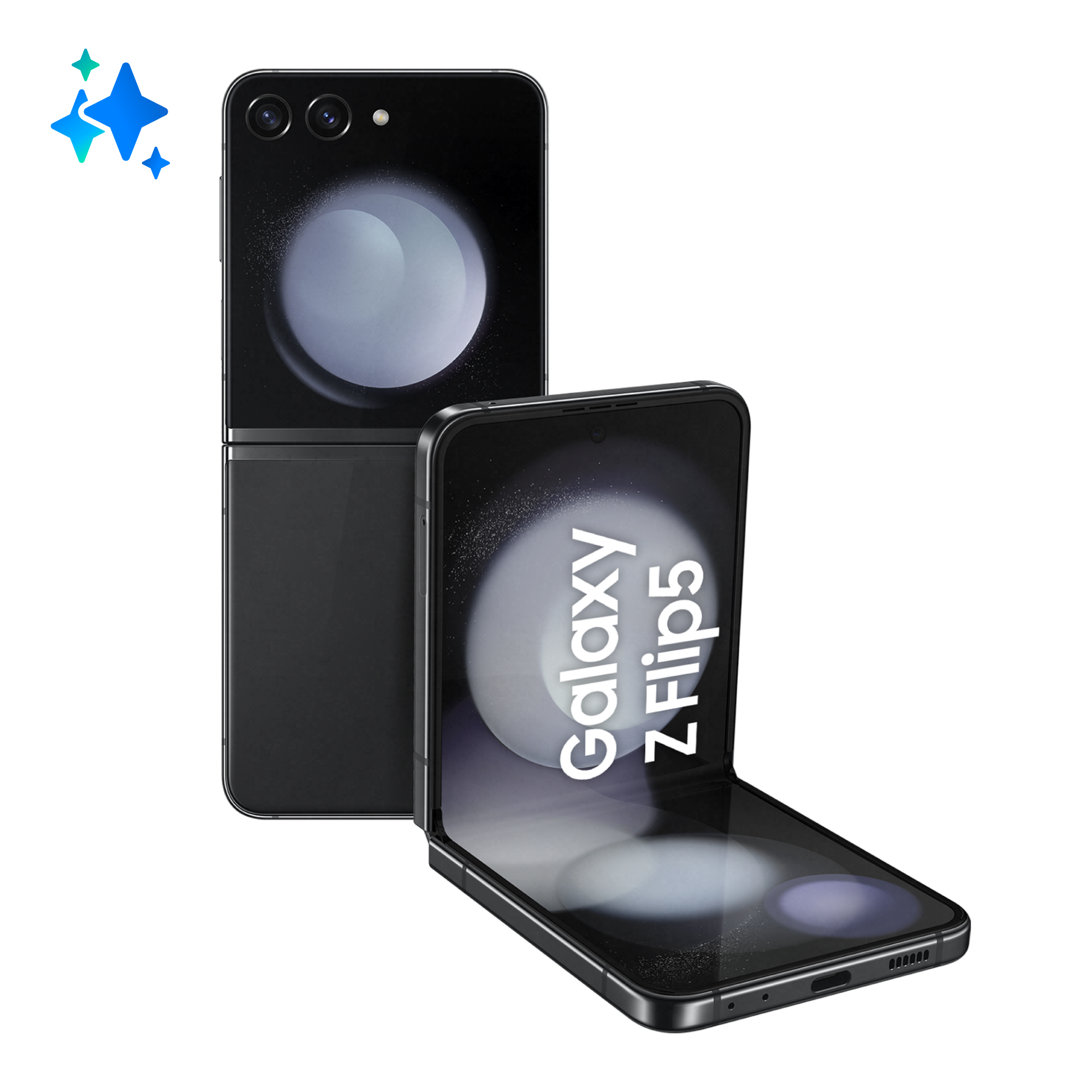 Samsung Galaxy Z Flip5 256GB Graphite EU 17cm (6,7) OLED Display, Android 13, Dual-Kamera, Faltbar (SM-F731BZAGEUE)