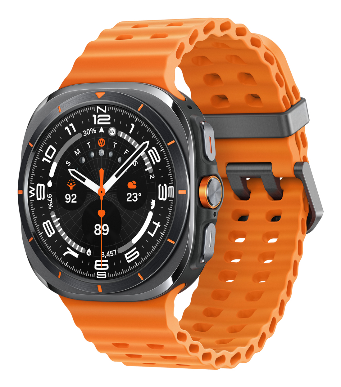 Samsung Galaxy Watch Ultra - 47 mm - Titan - intelligente Uhr mit Marineband - Gummi - Orange - Bandgröße: S/M/L - Anzeige 3.8 cm (1.5) - EU-Version (SM-L705FDAAEUE)