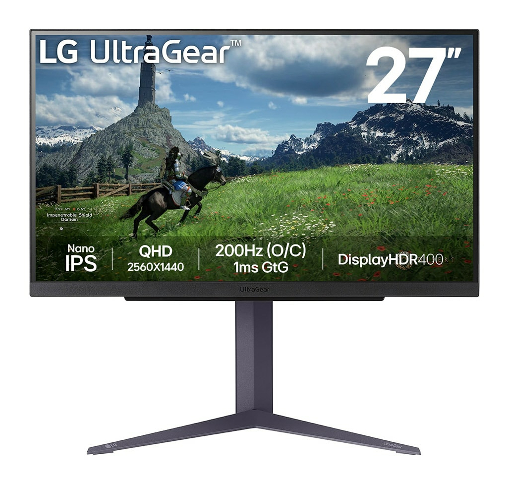 LG Ultragear 27GS85Q-B Gaming-PC-Monitor 27 Zoll - IPS-Panel QHD-Auflösung (2560 x 1440), 1 ms 180 Hz (200 Hz O/C), DisplayHDR 400, DCI-P3 98% (CIE1976), AMD FreeSync, NVIDIA G-Sync kompatibel [Energieklasse F] (27GS85Q-B.AEU)