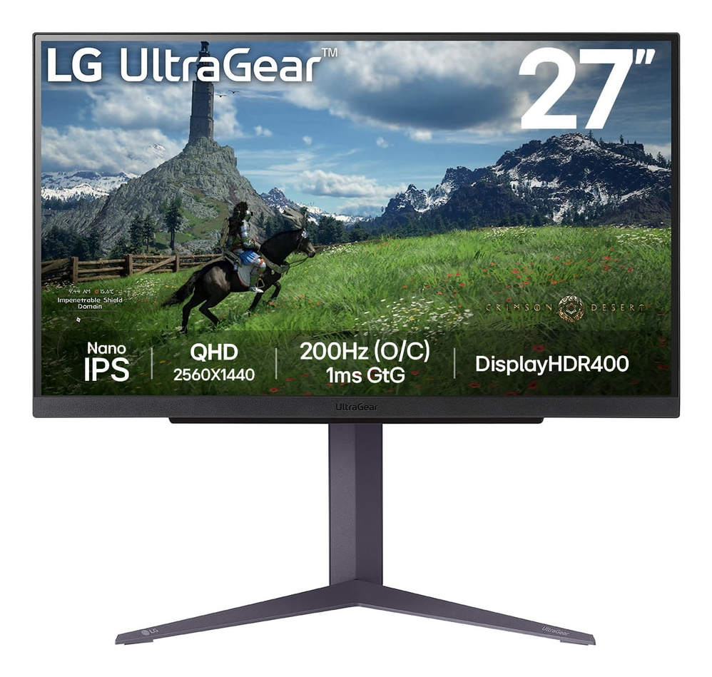 LG UltraGear 27GS85QX-B.AUE, Gaming-Monitor - (68.4 cm (27 Zoll), dunkelgrau, WQHD, IPS, HDMI, DP, USB-Hub, 180Hz Panel) [Energieklasse F] (27GS85QX-B.AEU)