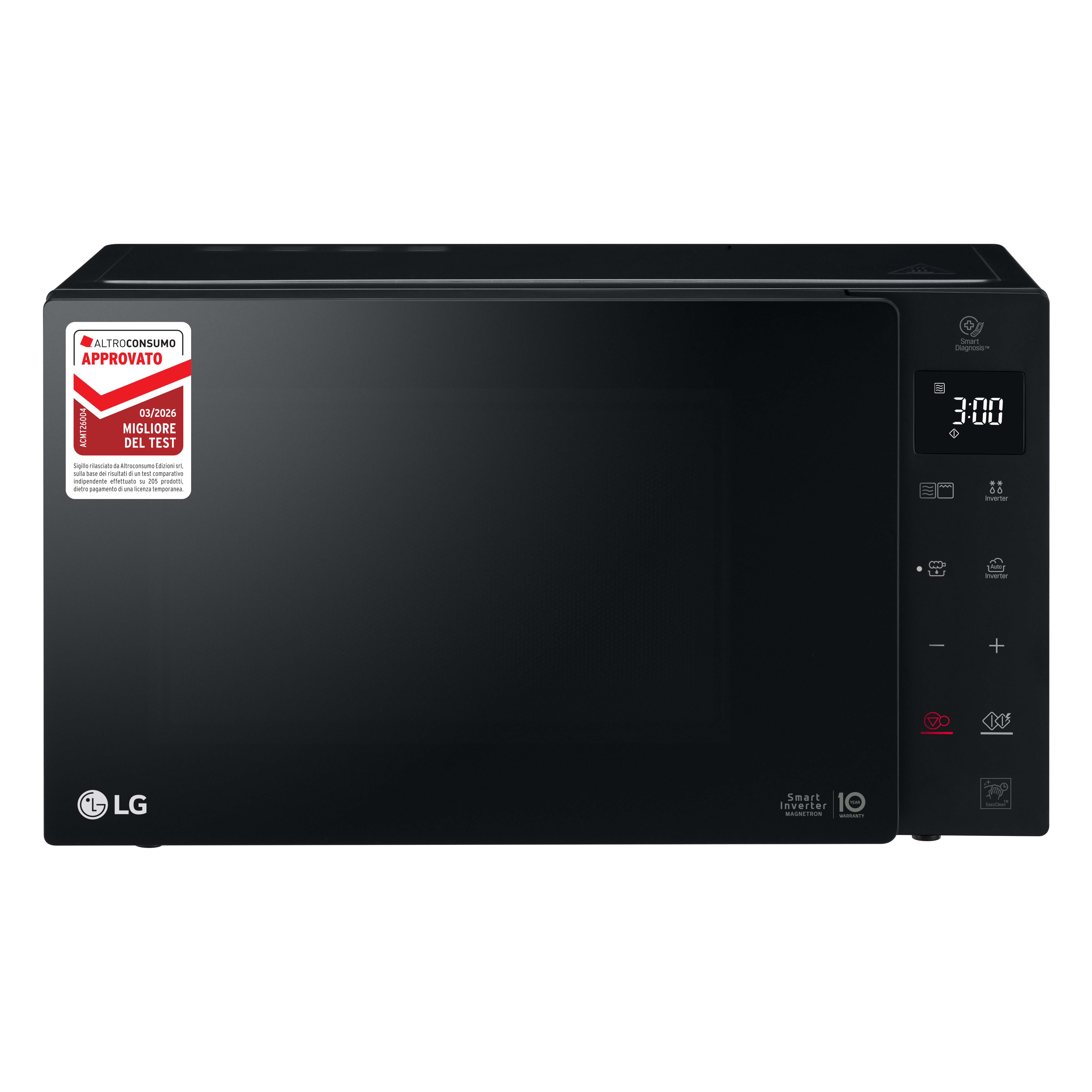 LG MH6535GIB Mikrowelle (25 Liter, 1.150 Watt Mikrowelle, 900 Watt Quarzgrill, Automatikprogramm, Glasdrehteller 29,2 cm, Touch Bedienfeld, LED-Anzeige, Smart Inverter Magnetron®, Infrared Heating® mit Carbon-Heizelement, antibakterielle EasyClean-In