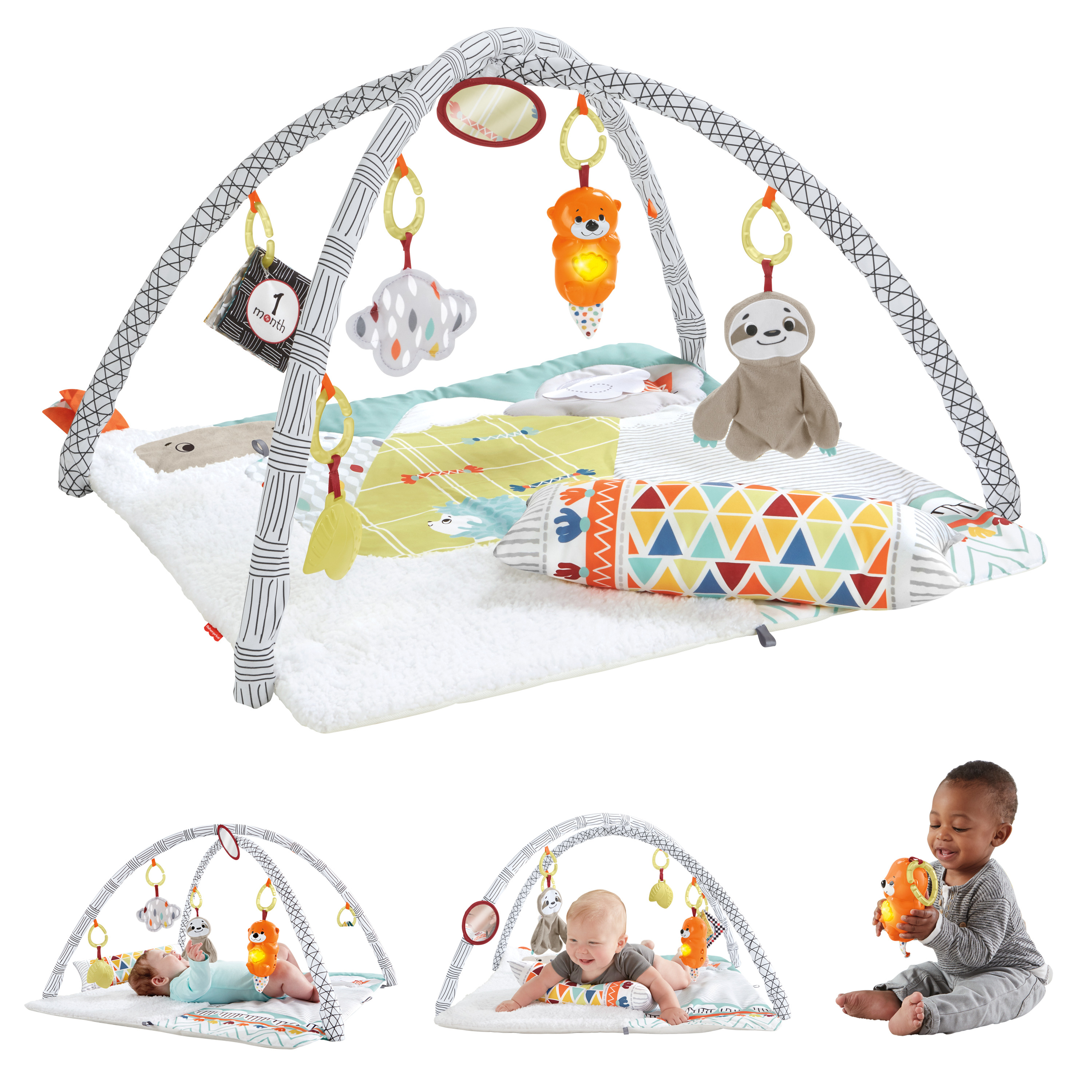 Mattel HBB74 - Fisher-Price - 5 Sinne - Krabbeldecke, kuschlige Spieldecke