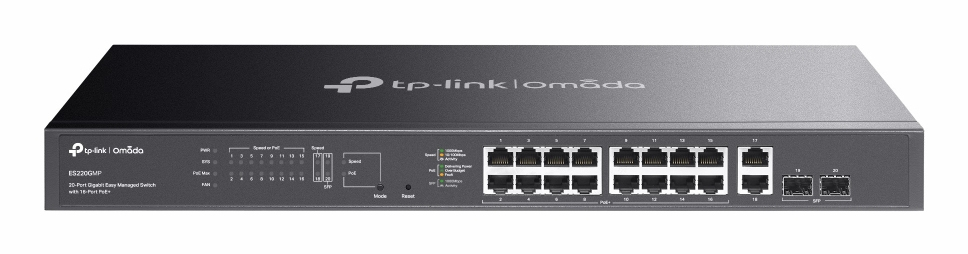 TP-Link Omada ES220GMP 20-Port Gigabit Easy mgd. Switch 16-Port PoE+